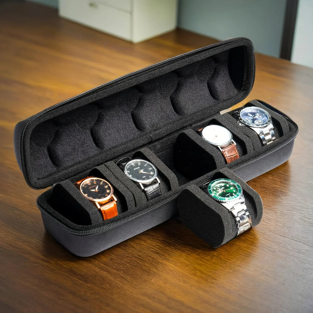 5 6-Slot Watch Case Hard Shell Travel Organizer Pillow Insert Ready