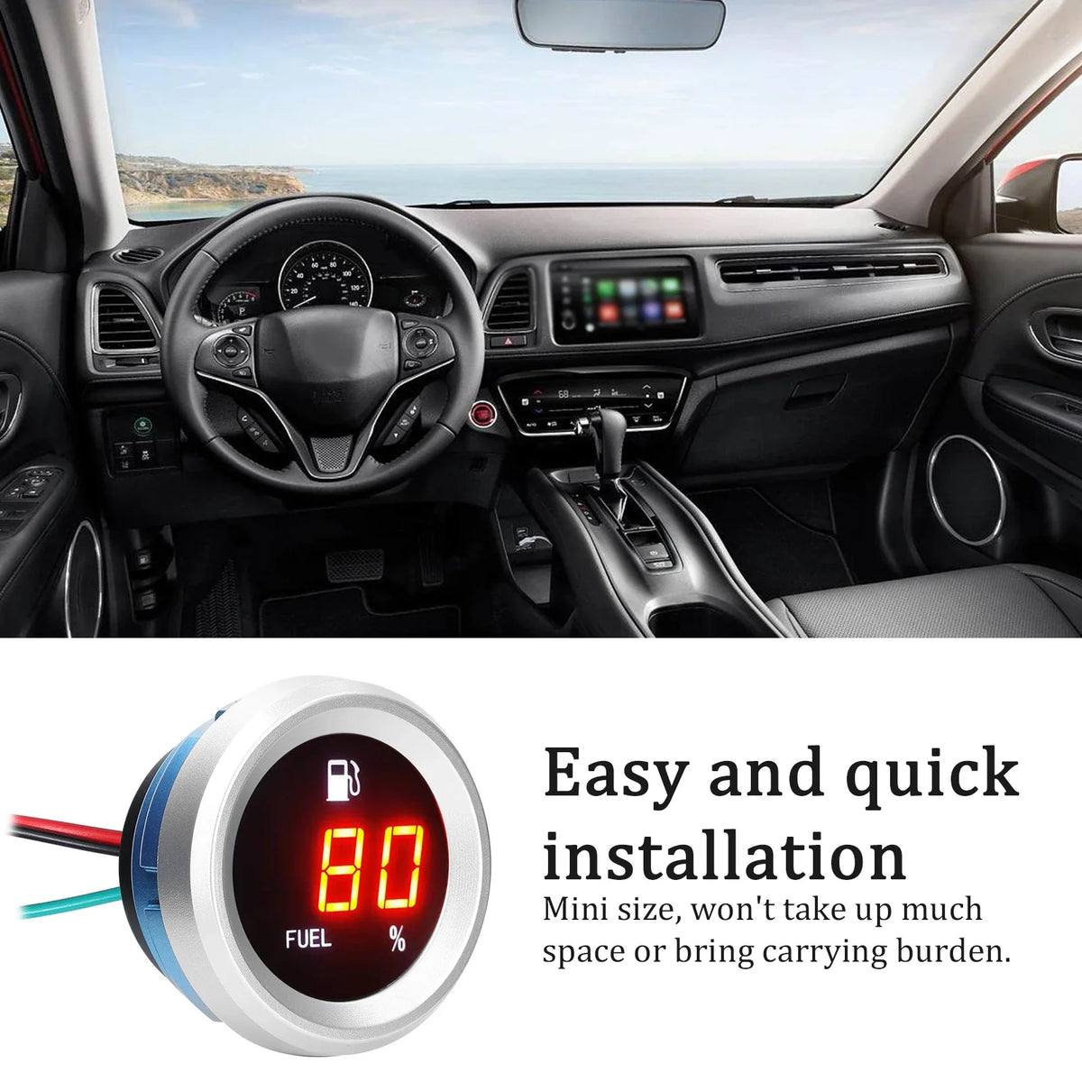 KKMOON Digital Fuel Level Gauge | Flashing Alarm, 9-35V