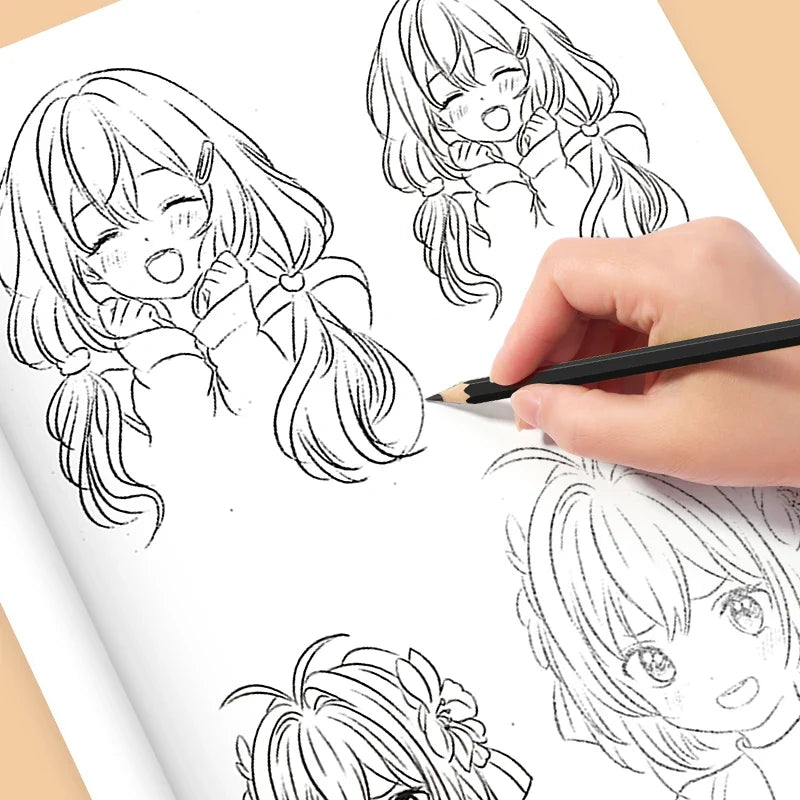 Comic Drawing Book Girls 32 Pages Cartoon Art Sketch Beginners Step