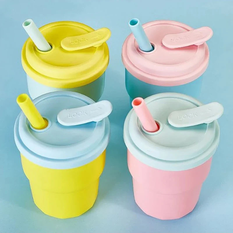 400ml Silicone Travel Mug with Lid & Straw | Leak-Proof Cup