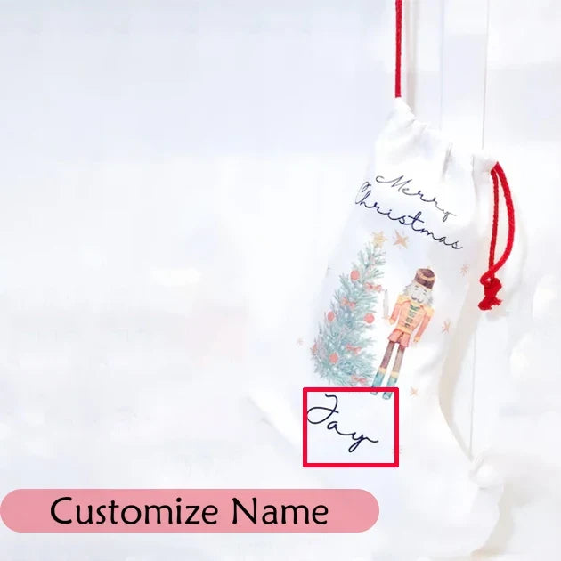 Personalised Christmas Gift Sack | Santa & Nutcracker Design