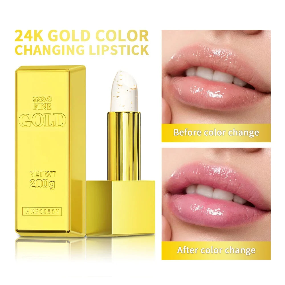 24K Gold Color Changing Lip Balm & Lipstick 2-in-1 Balm