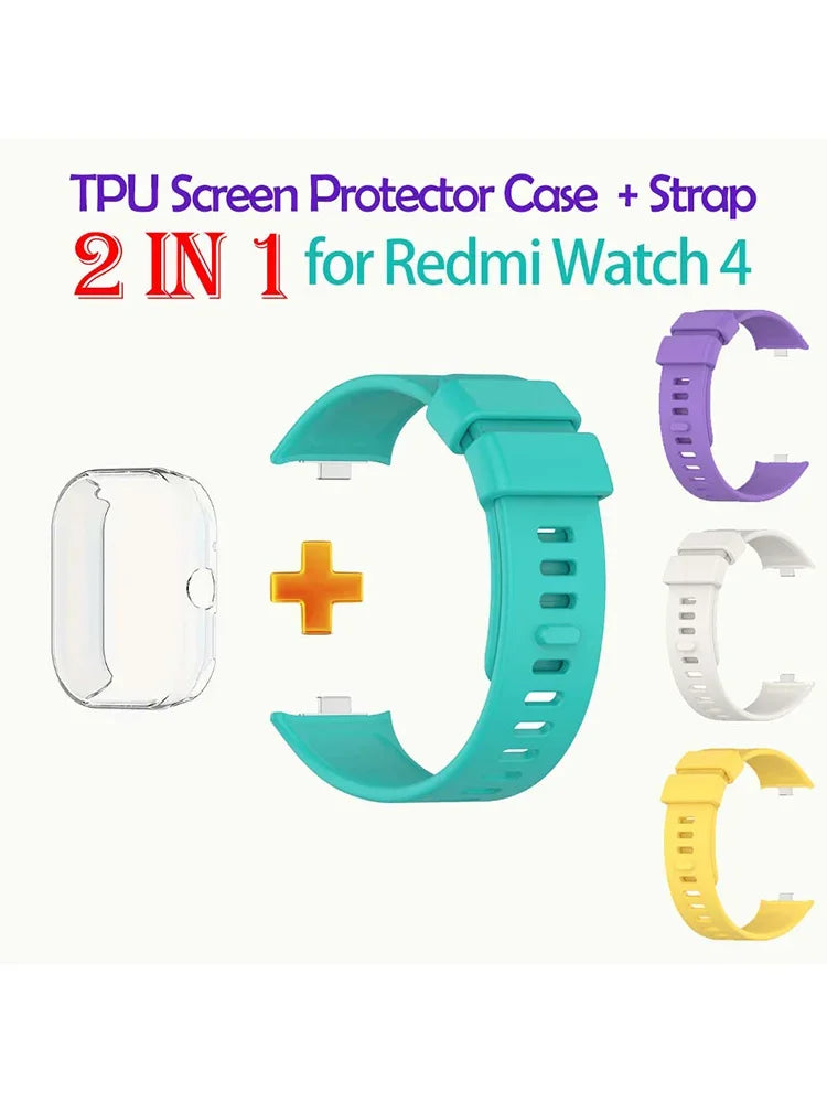 Redmi Watch 4 Silicone Strap & TPU Case Set – Shockproof Cover