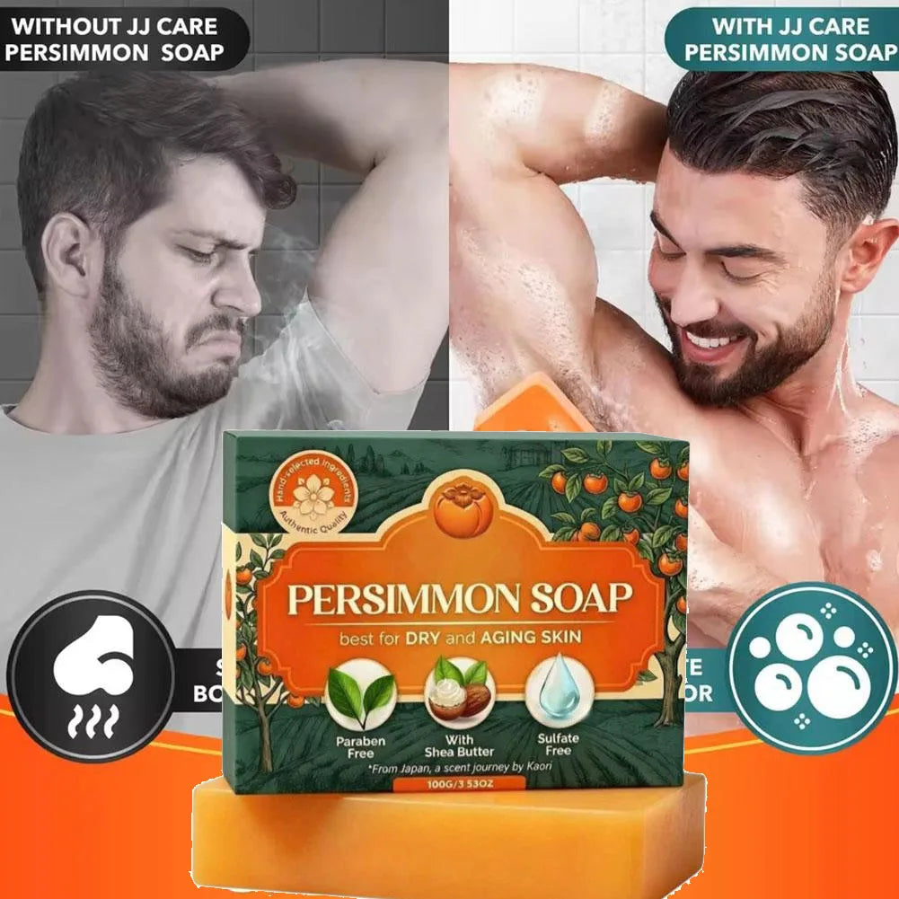 Persimmon Soap Bar Body Odor Green Tea Extract Men Women Gentle All