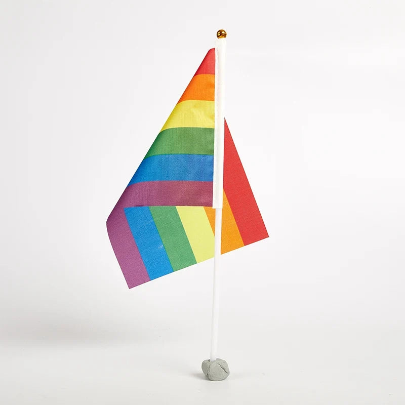 10-Pack Mini Rainbow Pride Flags with Poles – 14×21cm