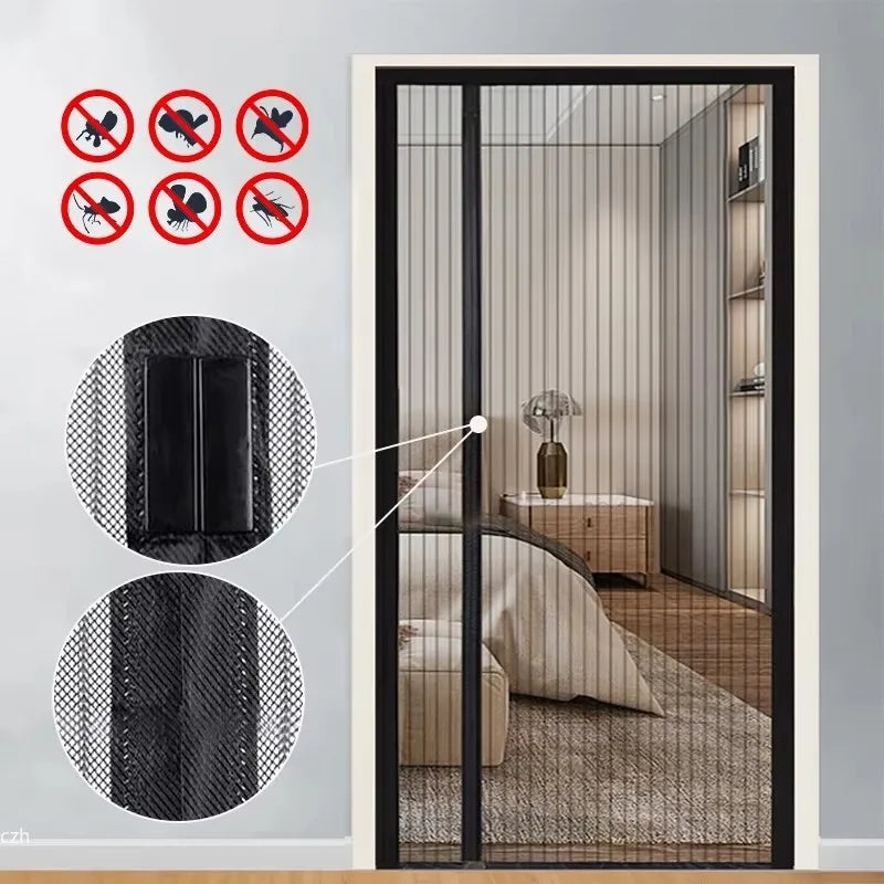 Magnetic Auto-Close Mosquito Screen Door Mesh Curtain