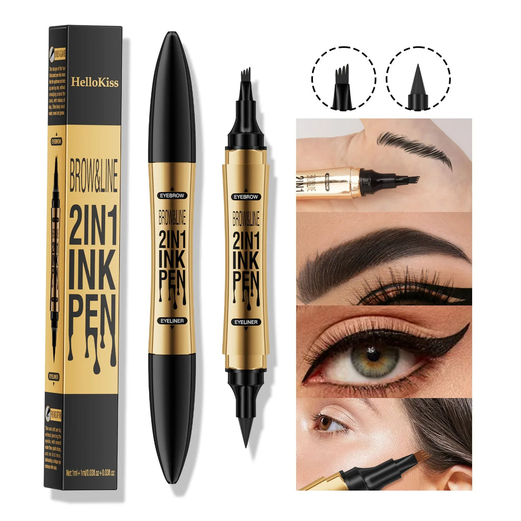 Hello Kiss 4-Tip Liquid Eyebrow Pen – Waterproof & Long-Lasting