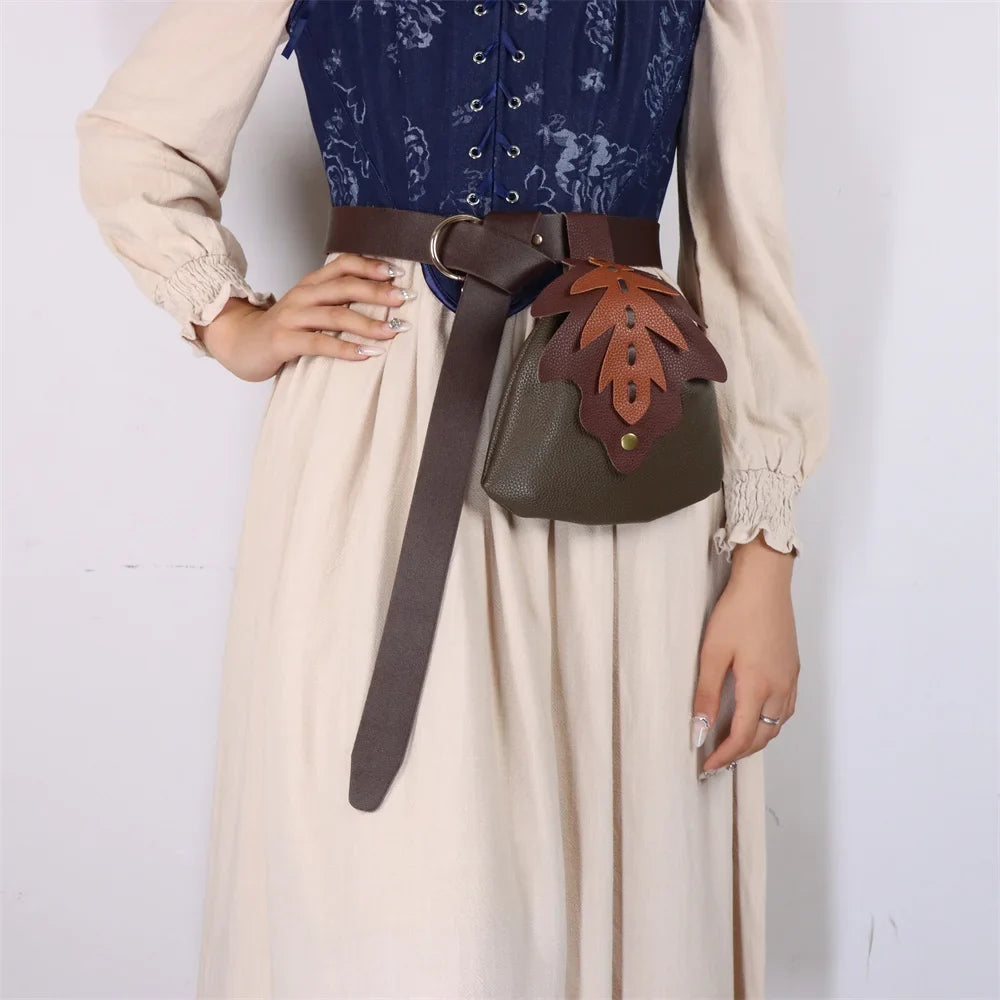 UYEE Medieval Belt Elf Leaf Waist Bag Renaissance Cosplay Copper Coin