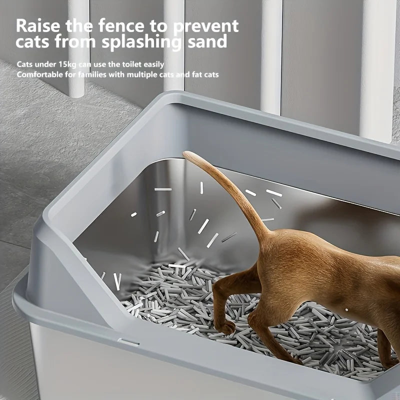 KEMORELA XL Stainless Steel Cat Litter Box with Lid & Scoop