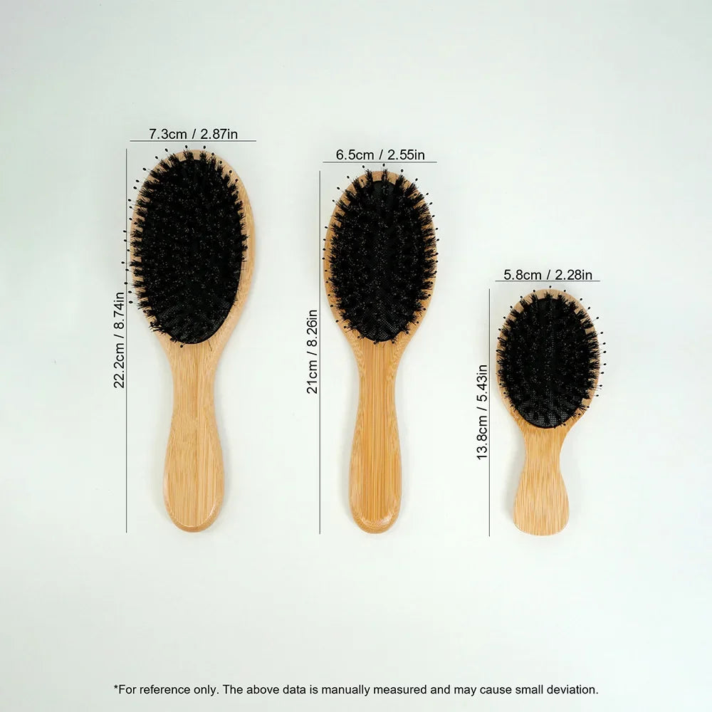 Natural Bamboo Boar Bristle Hair Brush & Air Cushion Comb