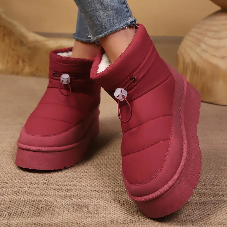 Women's Plush Lined Platform Snow Boots – Warm Ankle Boots