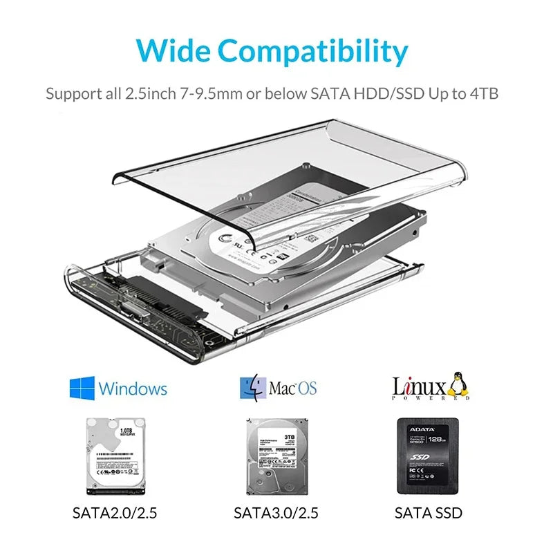 USB 3 0 C SATA III Hard Disk Case HDD SSD External Drive Enclosure