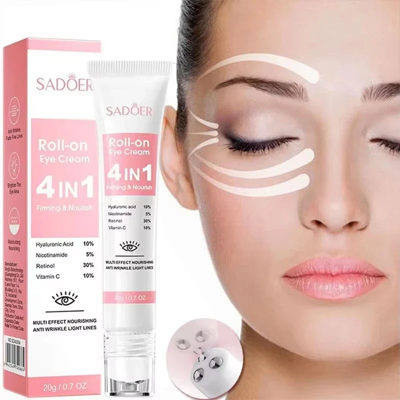 SADOER 4-in-1 Roll-On Eye Cream | Retinol, Vitamin C & Niacinamide