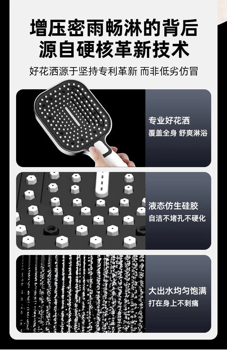 3-Mode Rectangular Rainfall Shower Head | 120mm High Pressure