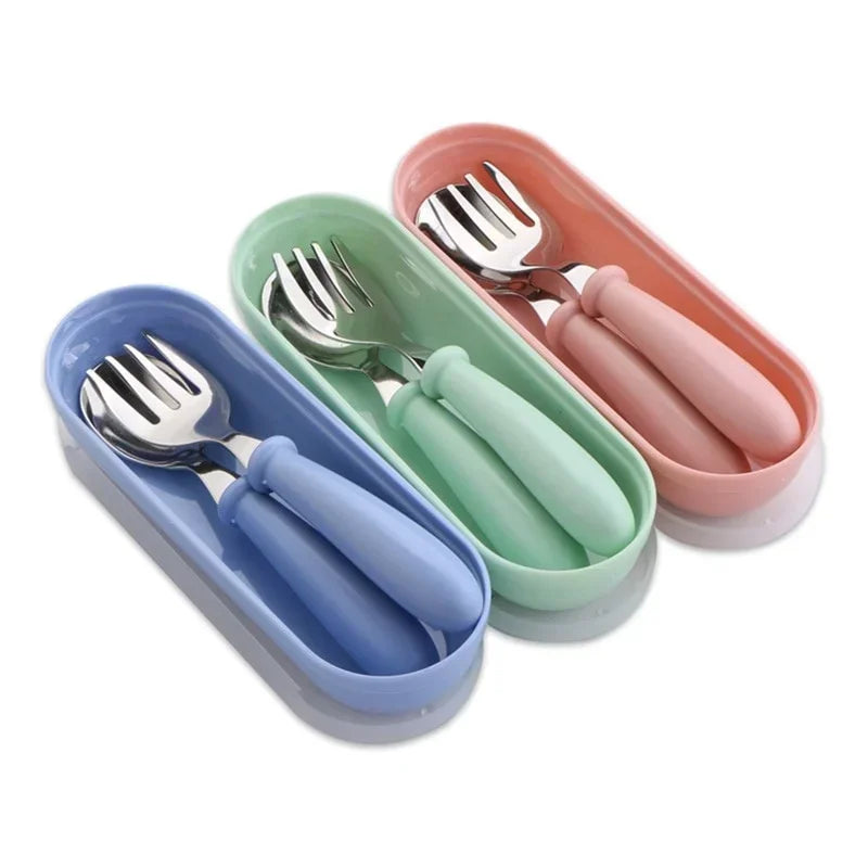3-Piece Kids Stainless Steel Cutlery Set – Spoon, Fork & Box