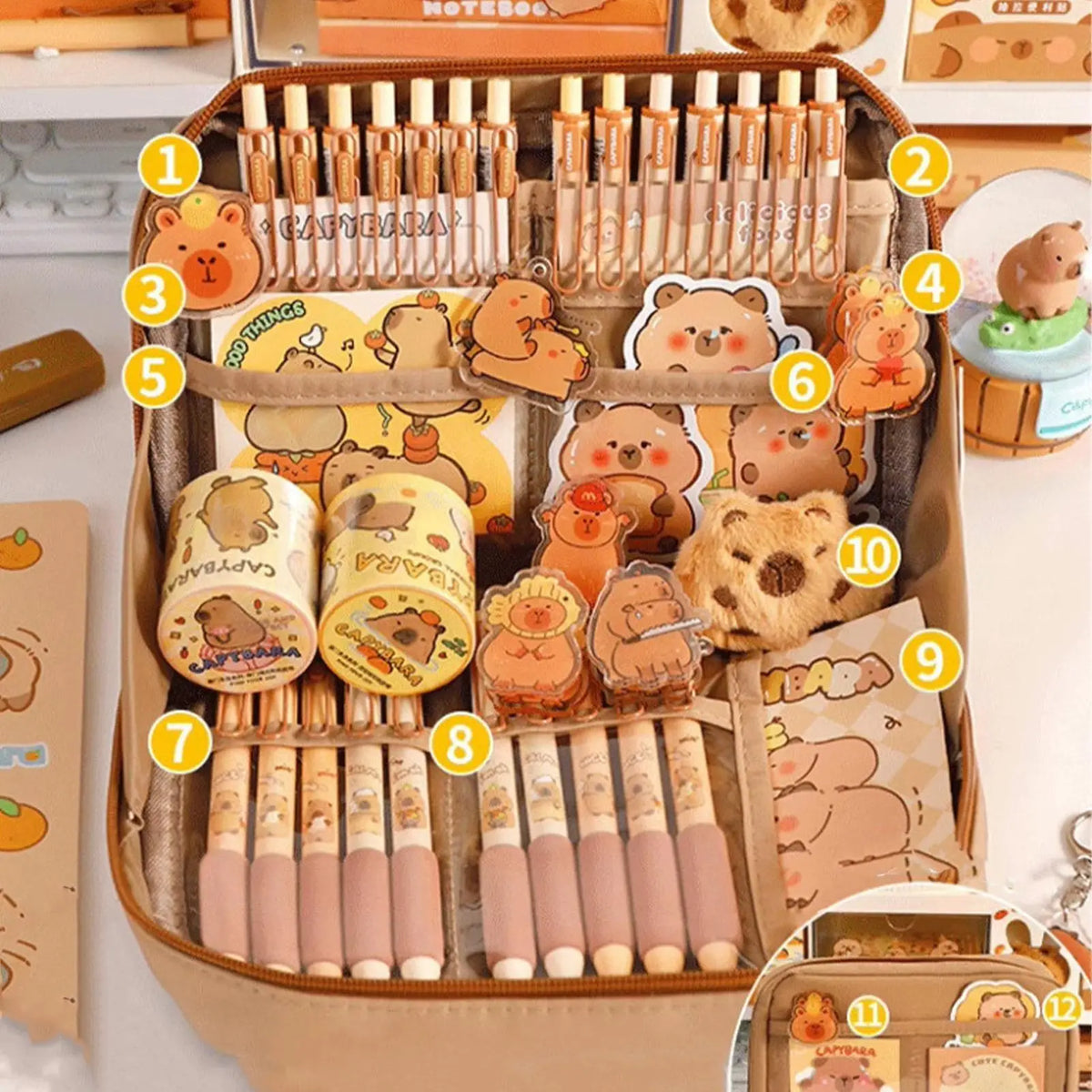 Capybara Stationery Portable Stationary Bag Cute Pencil Case Pens