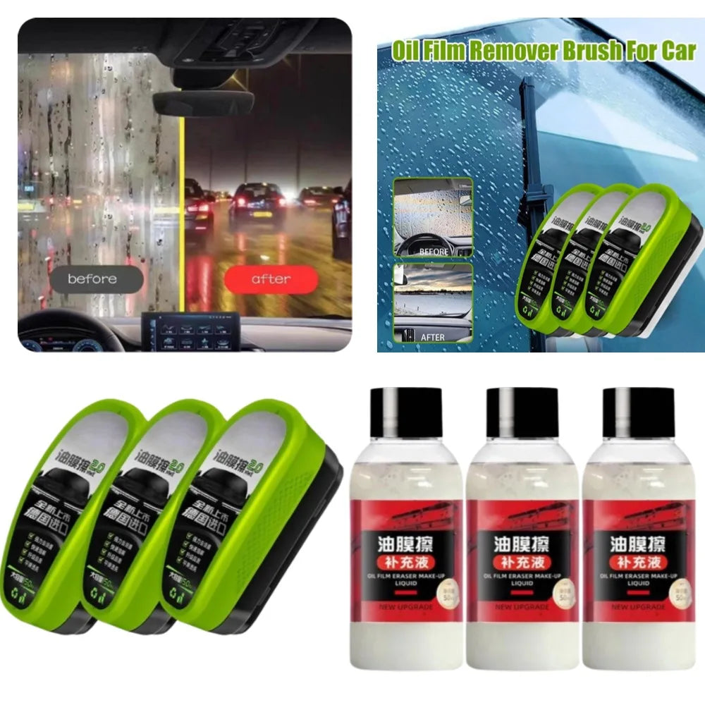 Car Glass Oil Film Remover Brush – Windshield Cleaner 150ml
