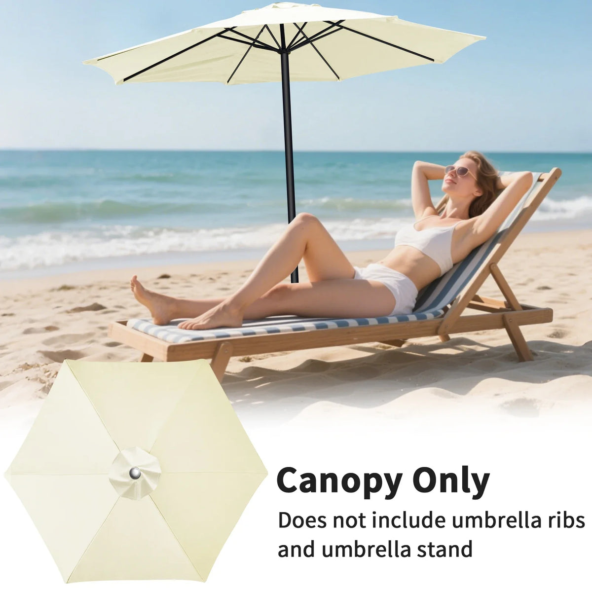 Waterproof Patio Umbrella Replacement Canopy 6 & 8 Rib