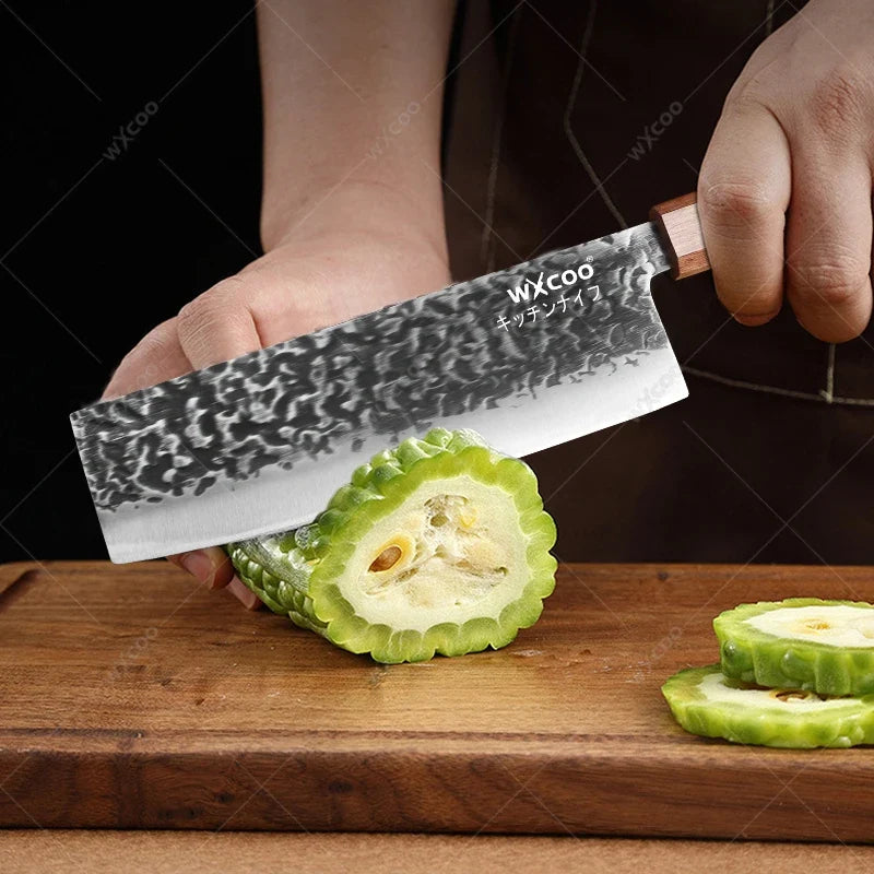 Forged Stainless Steel Cleaver – Full Tang Wooden Handle Chef Knife