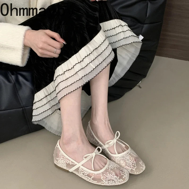 Women's Lace Mary Jane Ballet Flats – Slip-On Dress Shoes