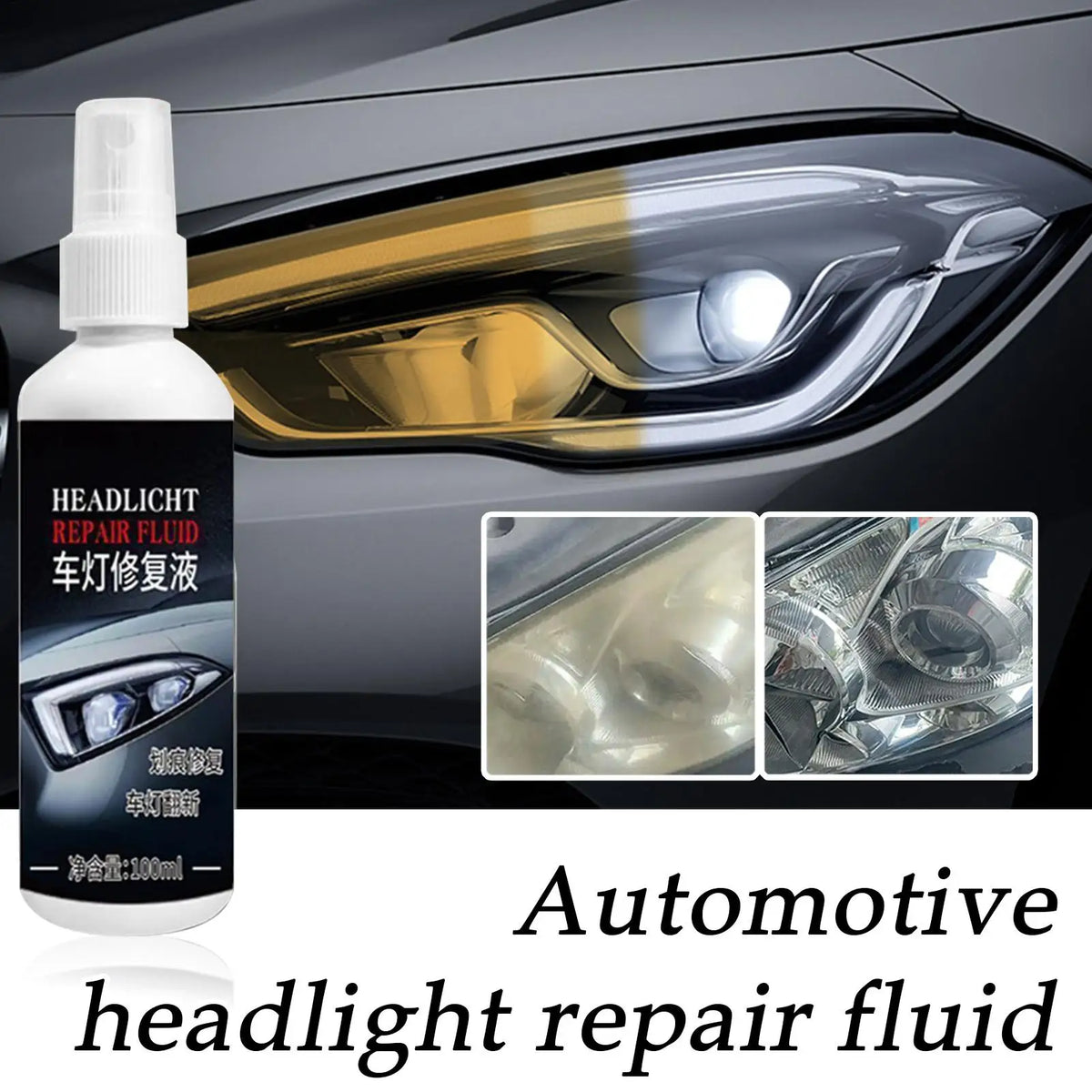 Car Headlight Lens Restorer & Cleaner – 100ml Polish Fluid