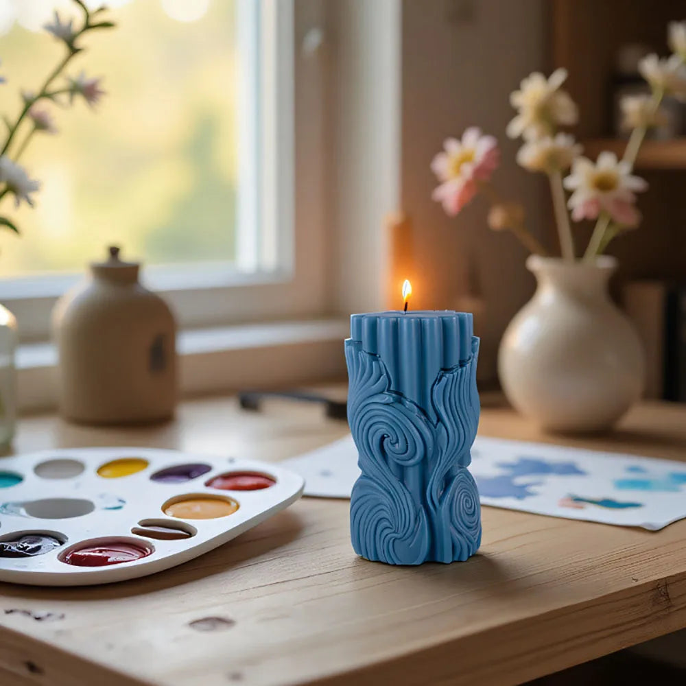 3D Letter Relief Cylindrical Candle Silicone Mold Creative Artistic