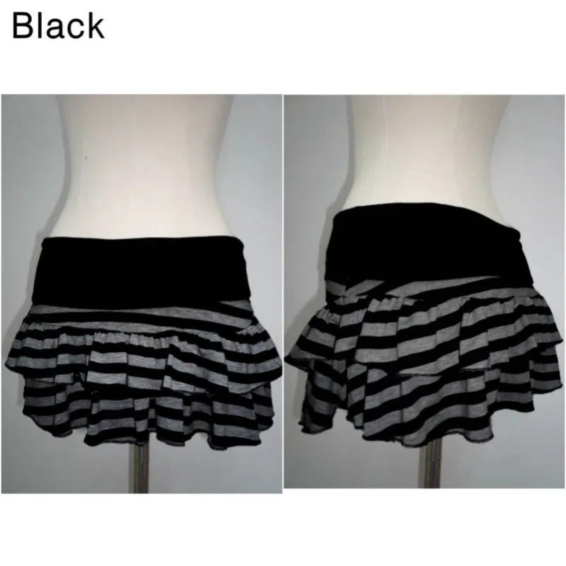 Y2K Striped Color Block A-Line Mini Skirt | Korean Street Style