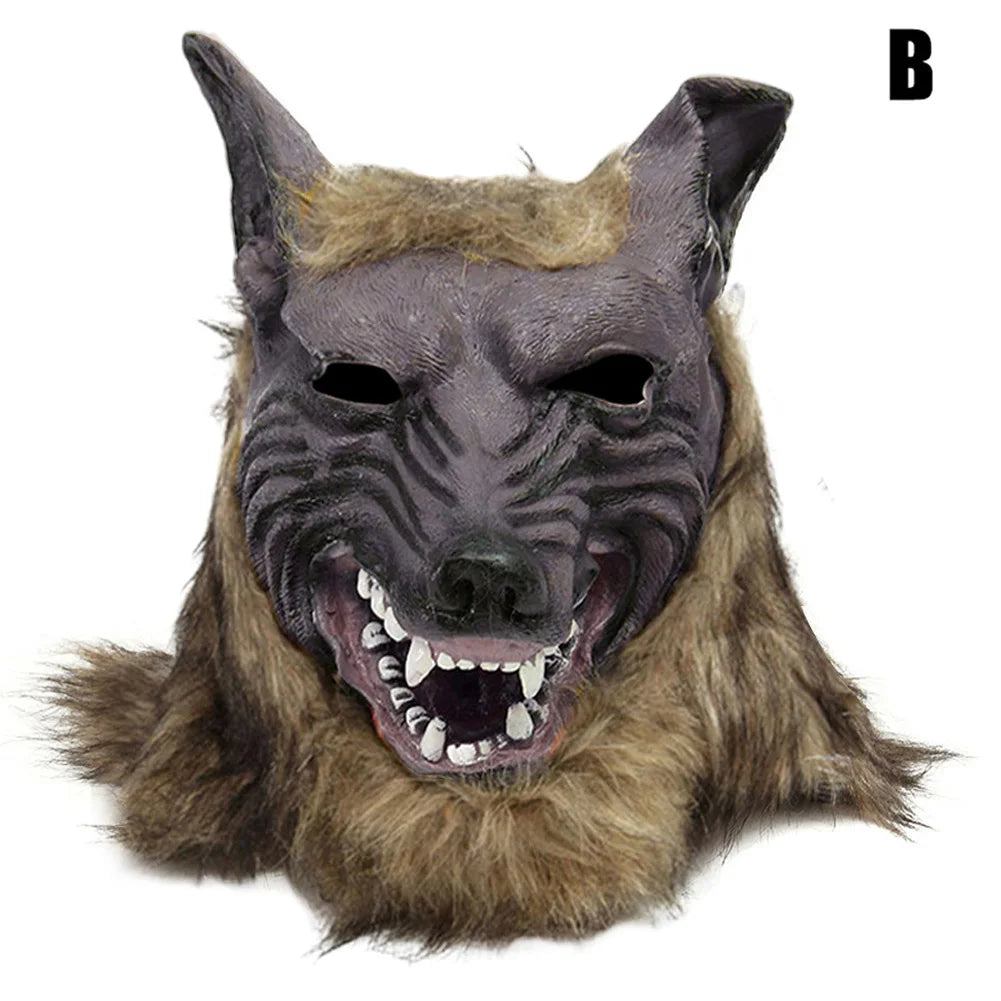 Halloween Wolf Mask & Plush Gloves Cosplay Costume Set