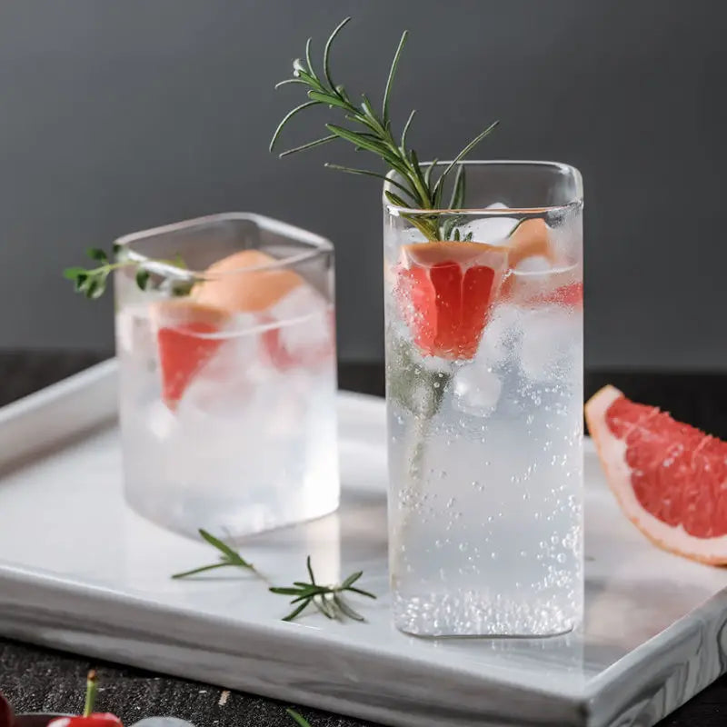 KEMORELA Square Borosilicate Glass – Large Capacity Drink Cup