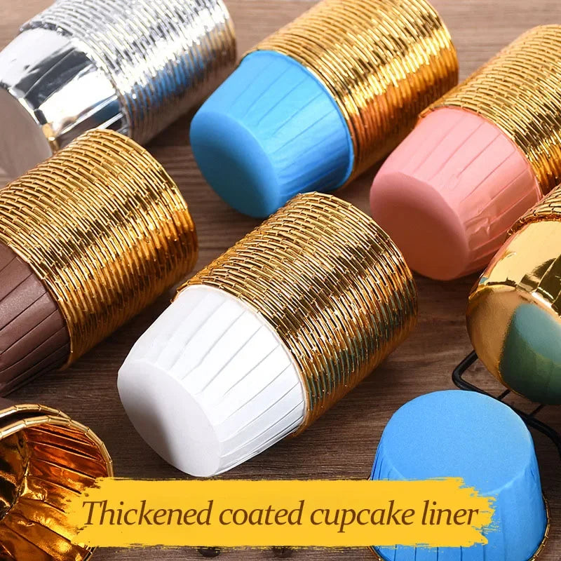 Gold Foil Rolled Paper Cups Muffin Cupcake Wedding Party Decorations