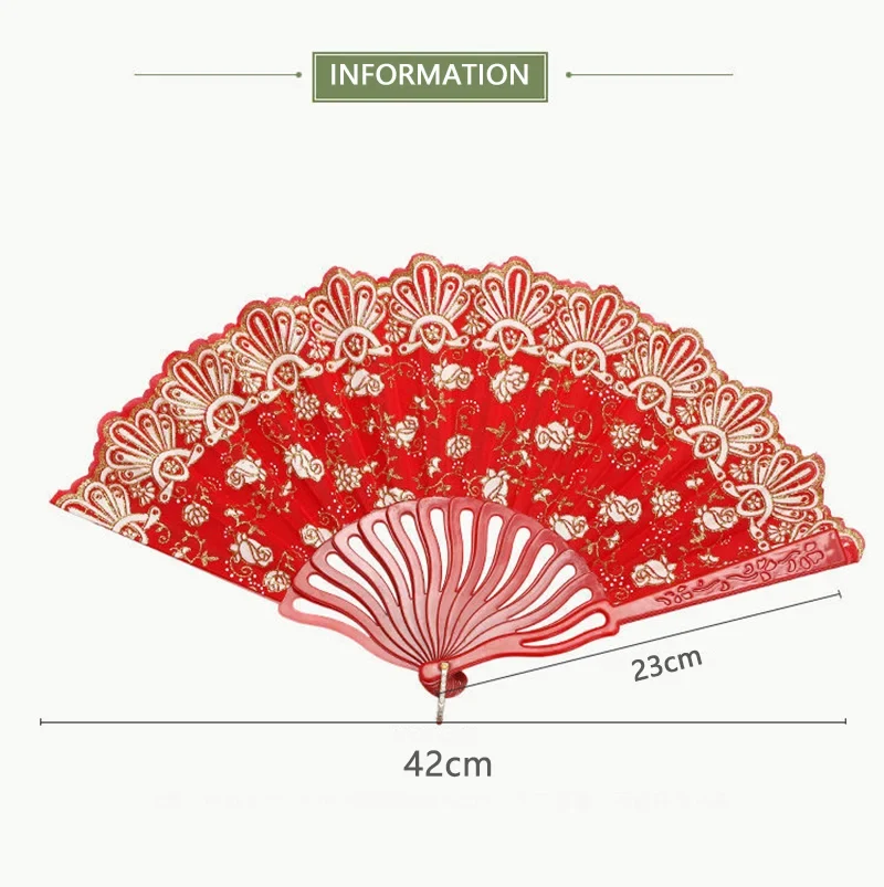Little Flower Rose Folding Fan Ancient Held Dance Fans Party Wedding