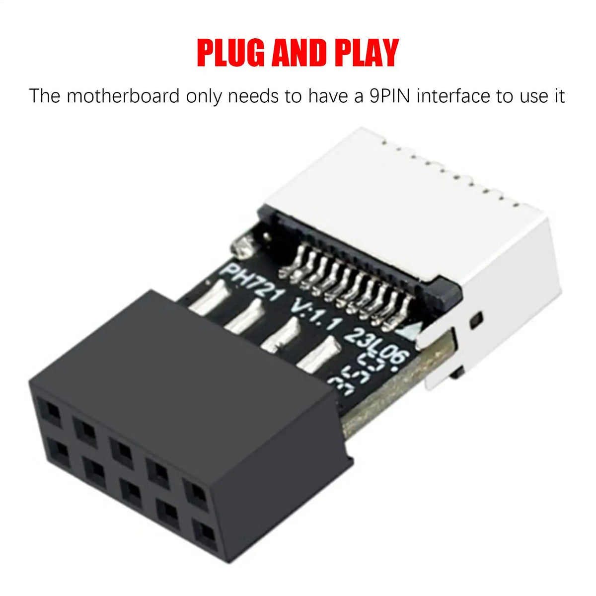 Motherboard USB2 0 9Pin TYPE-E Female Adapter Plug Play TYPE-C Socket