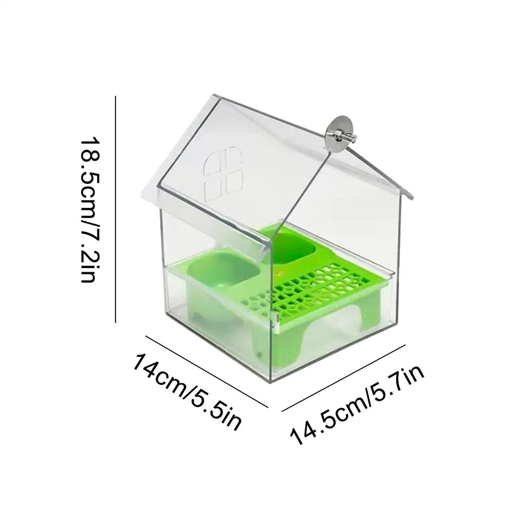 Bird Feeder House Parrot Water Food Dispenser Bathing Tub Pet Lover