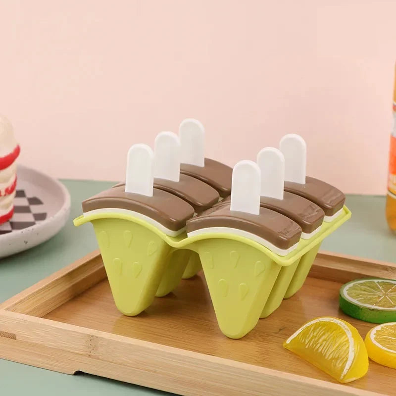 4-Grid Fruit Shaped Popsicle Molds with Lids | BPA-Free 4pcs