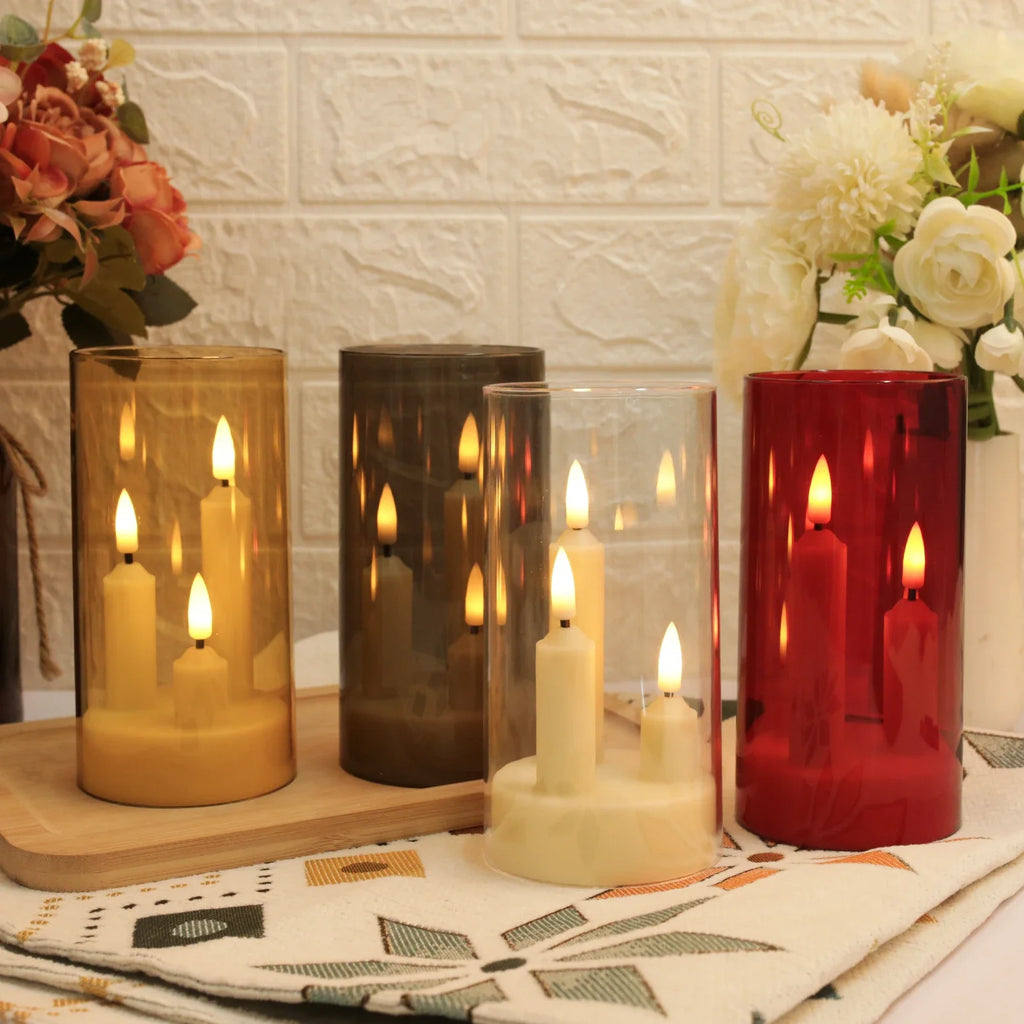 Flameless 1 LED Taper Candles Lampshade Battery Operated Flickering
