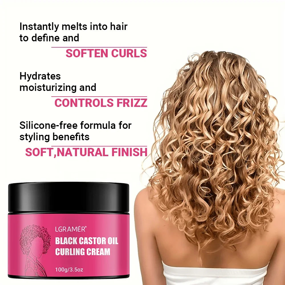 LGRAMÉR Black Castor Oil Curl Defining Anti-Frizz Cream 100g