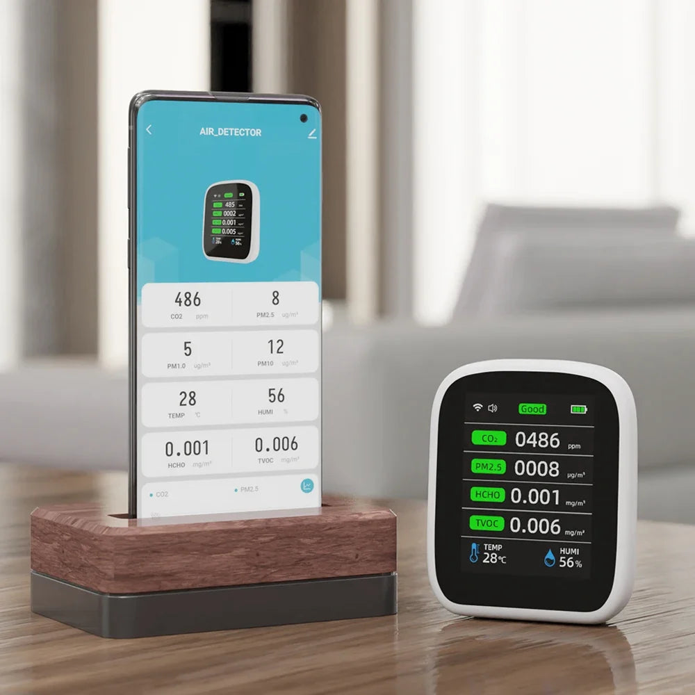 Portable LCD Air Meter 1 8 in1 Wifi PM1 0 PM2 5 PM10 CO2 TVOC HCHO