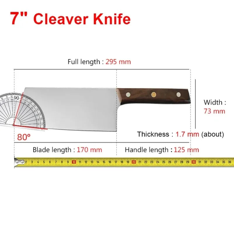 InLeung Stainless Steel Chef's Cleaver Knife – Wood Handle
