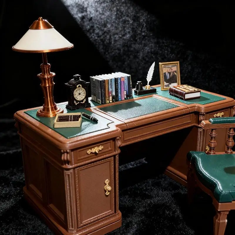 1:12 Dollhouse Miniature Vintage Office Desk & Chair Set – Retro