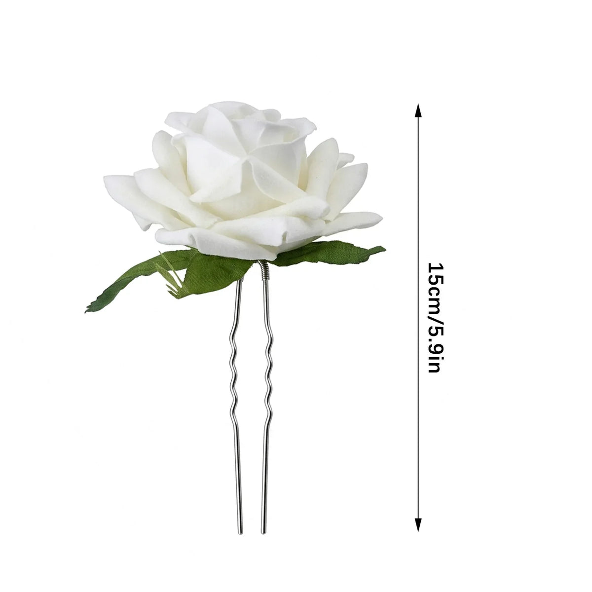 Silk Rose U-Shape Hair Fork | Bridal Floral Hair Accessory