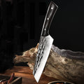 Japanese Hammered Stainless Steel Chef Knife – Wood Handle