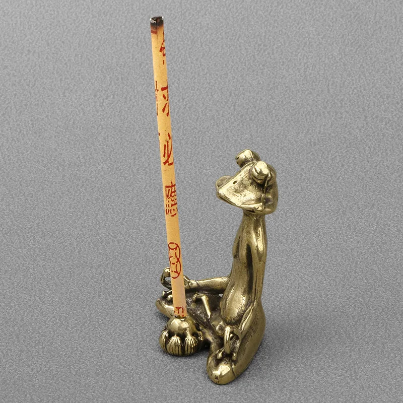 Zen Frog Bronze Statue – Incense Burner & Tea Pet Decor