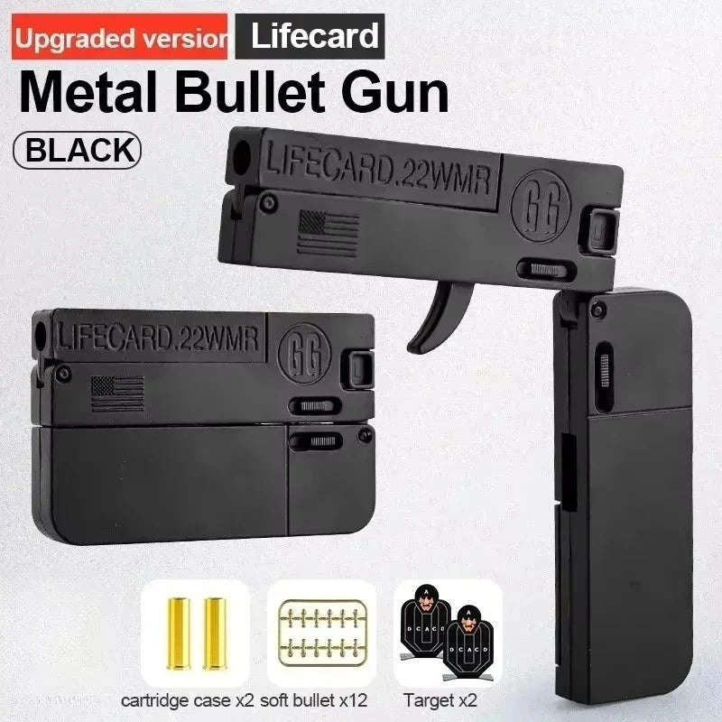 Metal Folding Toy Gun with Soft Bullets – Alloy Pistol Model