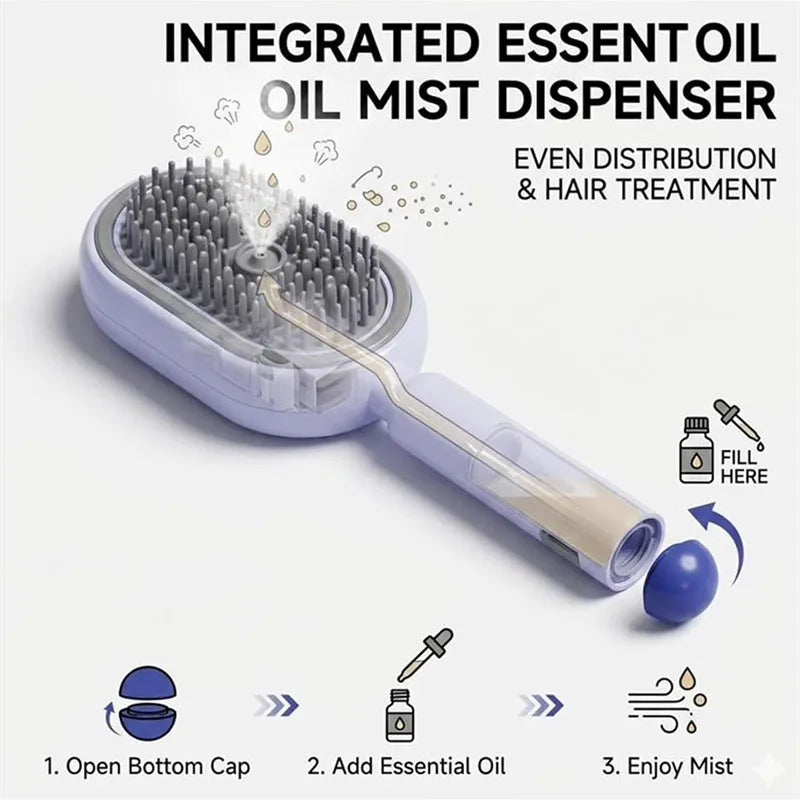 3-in-1 Electric Spray Scalp Massage Comb | Steam & Essential Oil