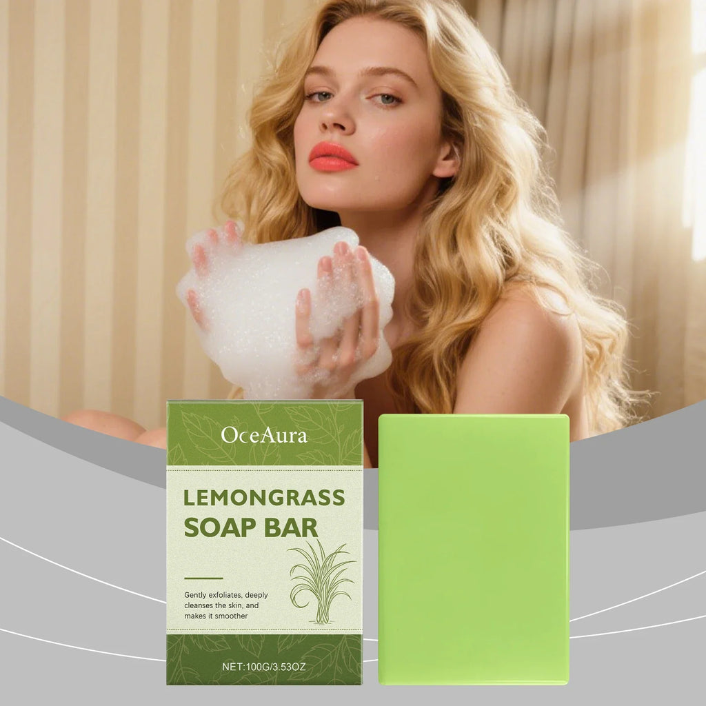 OceAura Lemongrass Exfoliating Soap – Herbal Daily Bath Bar