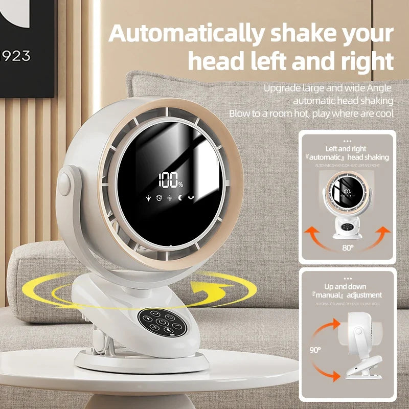 Rechargeable Desktop Fan 4000mAh – Remote & Night Light