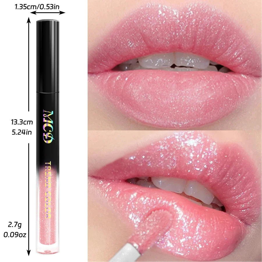 MCD 15-Shade Glitter Lip Gloss | Pearl Shimmer Liquid Lipstick