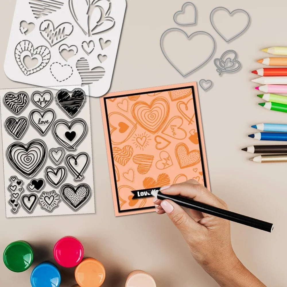 Heart Clear Stamps & Metal Cutting Dies for Card Making