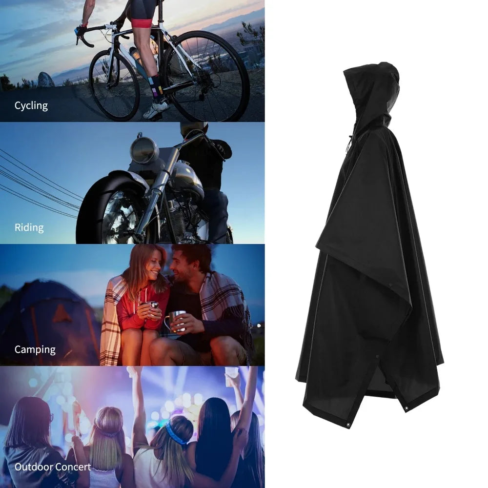 3-in-1 Waterproof Rain Poncho Hooded Outdoor Raincoat