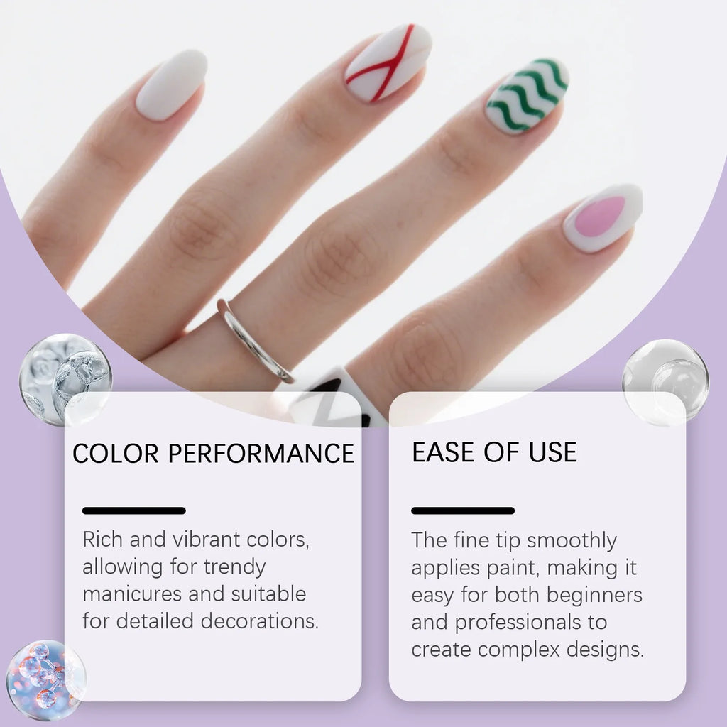 12-Color Nail Art Marker Pen Set – 0.5mm Ultra Fine Quick Dry